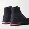Vancouver Canvas-Trimmed Suede Boots - BK