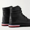 Vancouver Striped Leather Hiking Boots - BK Vancouver Striped Leather Hiking Boots - BK