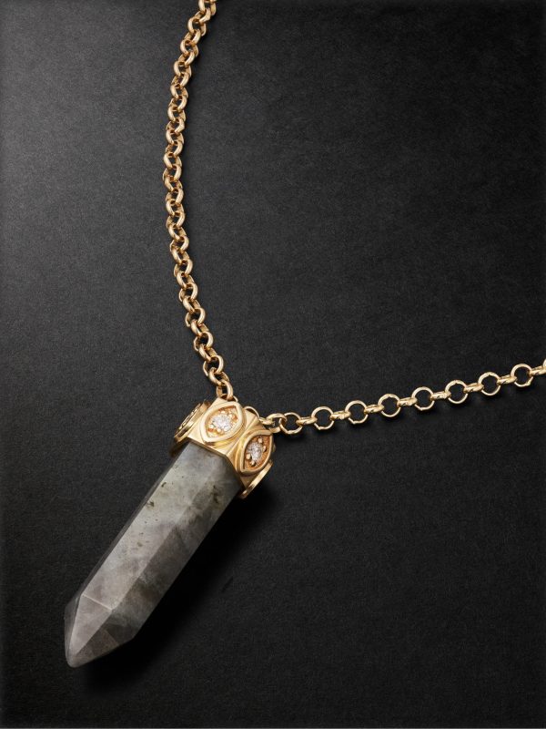 Gold, Labdradorite and Diamond Necklace - CU