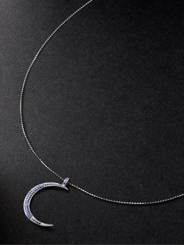 Large Moon White Gold Sapphire Necklace Large Moon White Gold Sapphire Necklace