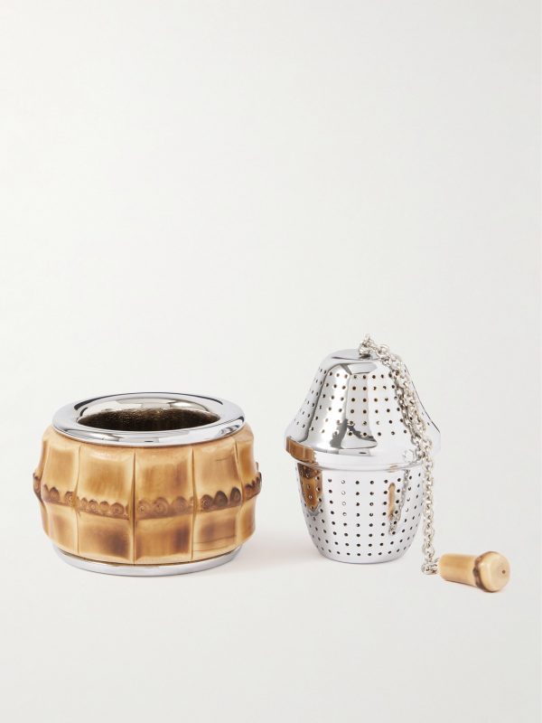 Bamboo and Chrome-Plated Tea Infuser - FR