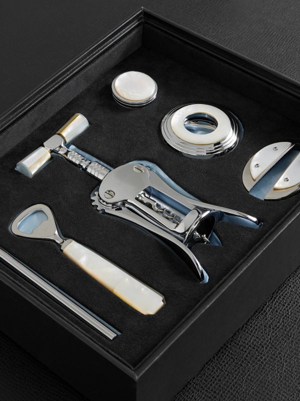 Large Stainless Steel and Mother-of-Pearl Wine Set - CU Large Stainless Steel and Mother-of-Pearl Wine Set - CU