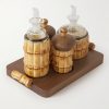 Brass, Bamboo and Iroko Cruet Set - BK