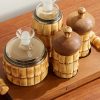 Brass, Bamboo and Iroko Cruet Set - CU