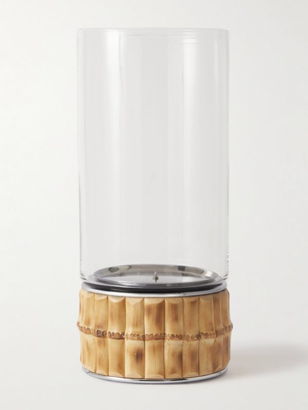 Glass and Bamboo Flower Vase Set