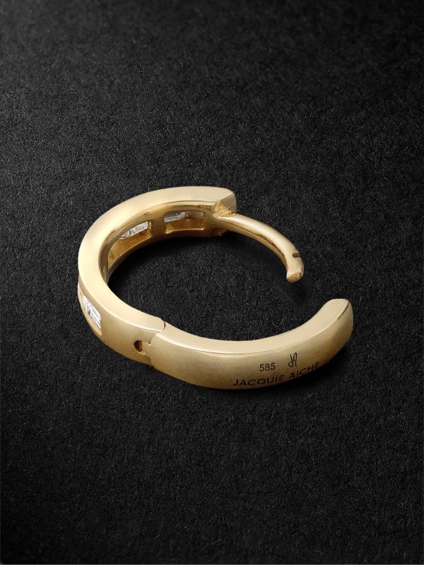 Gold Diamond Single Hoop Earring - BK Gold Diamond Single Hoop Earring - BK
