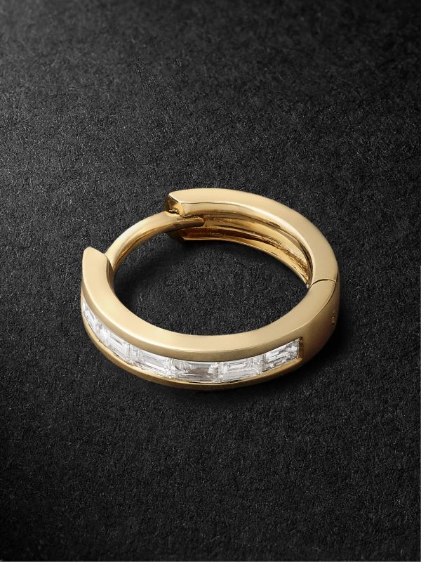 Gold Diamond Single Hoop Earring Gold Diamond Single Hoop Earring