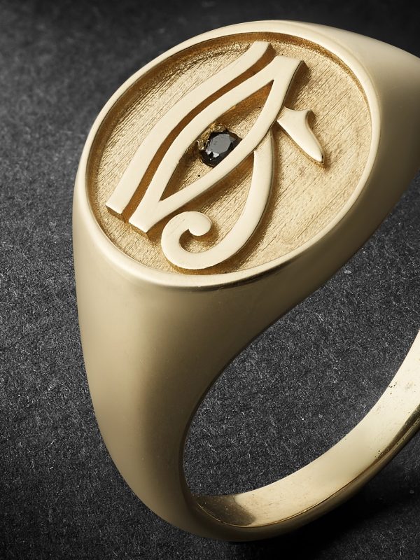 Eye Of Horus Gold Diamond Signet Ring - CU Eye Of Horus Gold Diamond Signet Ring - CU
