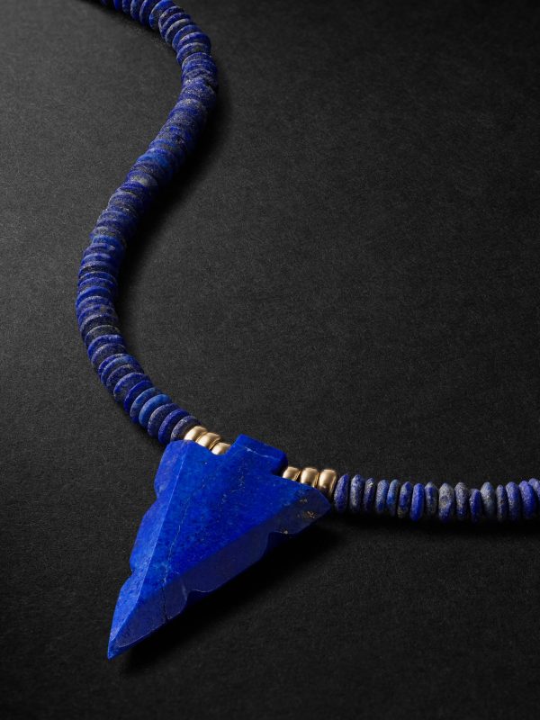 Gold, Lapis Lazuli and Diamond Beaded Necklace - CU