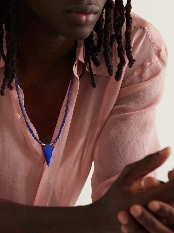 Gold, Lapis Lazuli and Diamond Beaded Necklace - FR