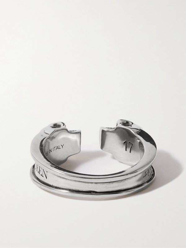 Skull Burnished Silver-Tone Ring - BK