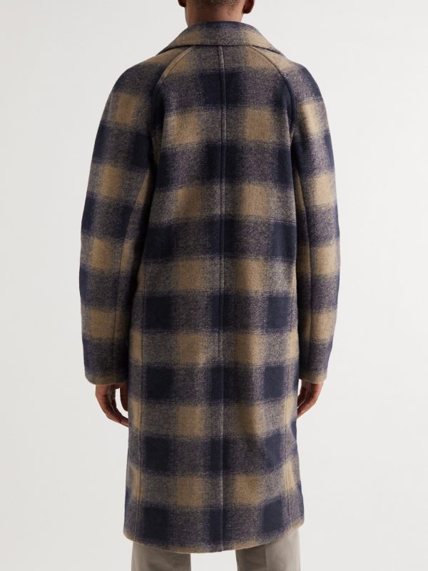 Checked Wool-Blend Felt Coat - BK Checked Wool-Blend Felt Coat - BK