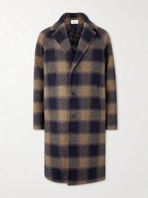 Checked Wool-Blend Felt Coat