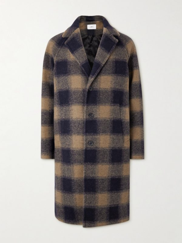 Checked Wool-Blend Felt Coat Checked Wool-Blend Felt Coat