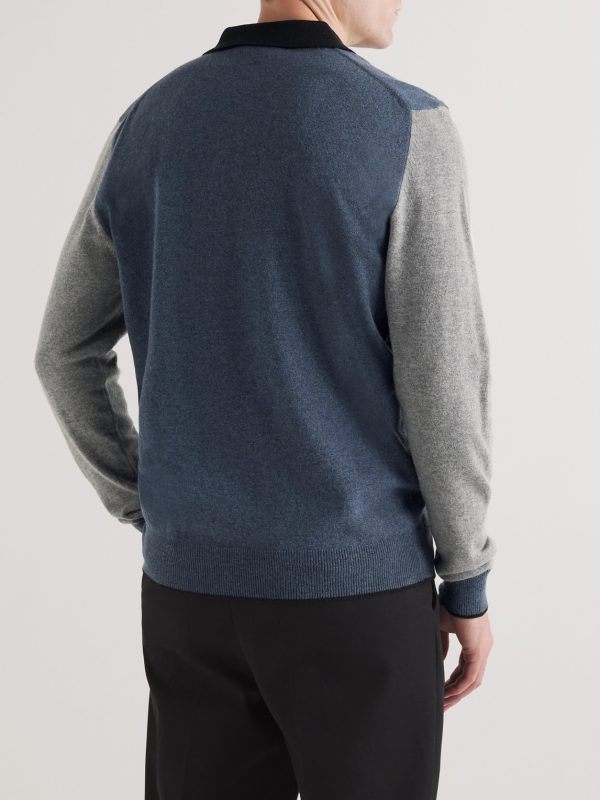 Colour-Block Merino Wool Polo Shirt - BK