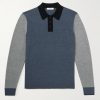 Colour-Block Merino Wool Polo Shirt