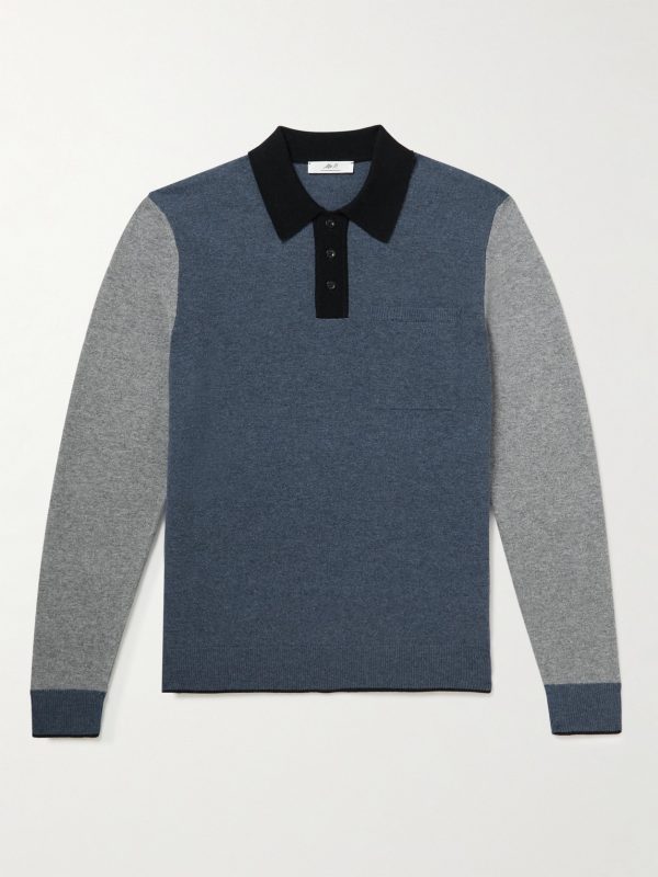 Colour-Block Merino Wool Polo Shirt