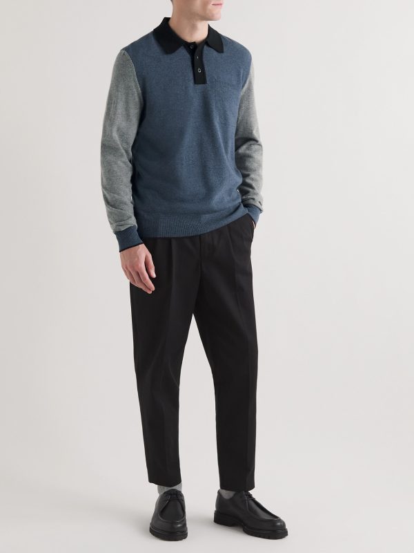 Colour-Block Merino Wool Polo Shirt - OU
