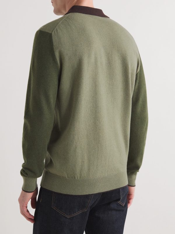 Colour-Block Merino Wool Polo Shirt - BK