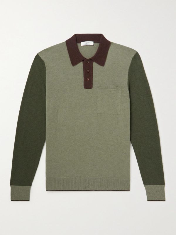 Colour-Block Merino Wool Polo Shirt