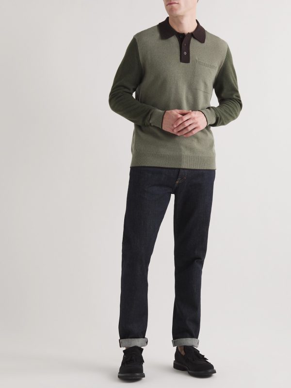 Colour-Block Merino Wool Polo Shirt - OU