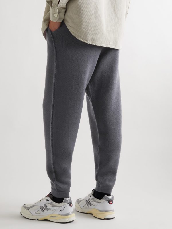Tapered Distressed Virgin Wool Sweatpants - BK Tapered Distressed Virgin Wool Sweatpants - BK