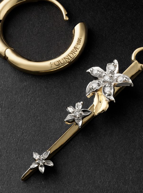 Small Thorn Gold Diamond Single Hoop Earring - CU