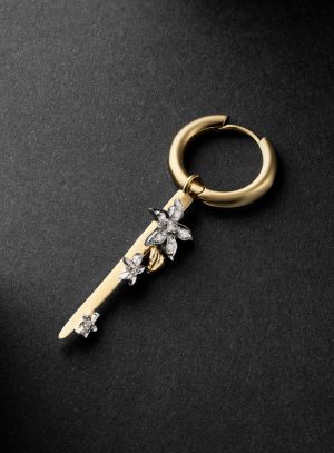 Small Thorn Gold Diamond Single Hoop Earring Small Thorn Gold Diamond Single Hoop Earring