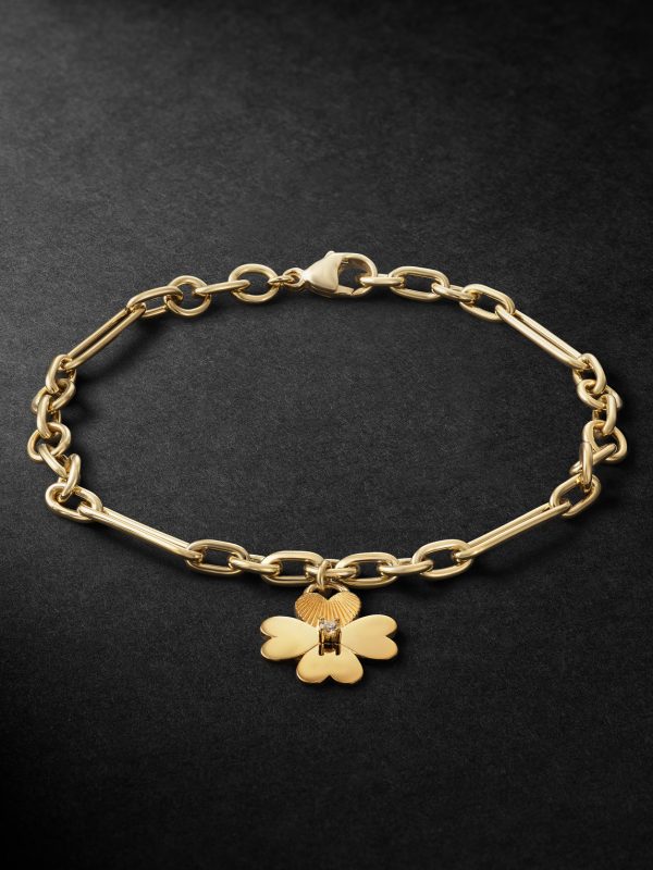 Four Heart Clover 18-Karat Gold Diamond Bracelet Four Heart Clover 18-Karat Gold Diamond Bracelet