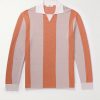 Striped Two-Tone Honeycomb-Knit Cotton-Blend Polo Shirt Striped Two-Tone Honeycomb-Knit Cotton-Blend Polo Shirt