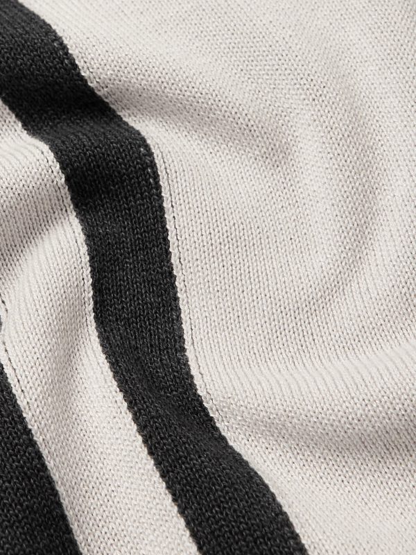 Striped Cotton and Lyocell-Blend Sweater - E1 Striped Cotton and Lyocell-Blend Sweater - E1