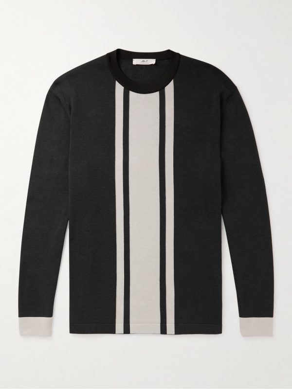 Striped Cotton and Lyocell-Blend Sweater Striped Cotton and Lyocell-Blend Sweater
