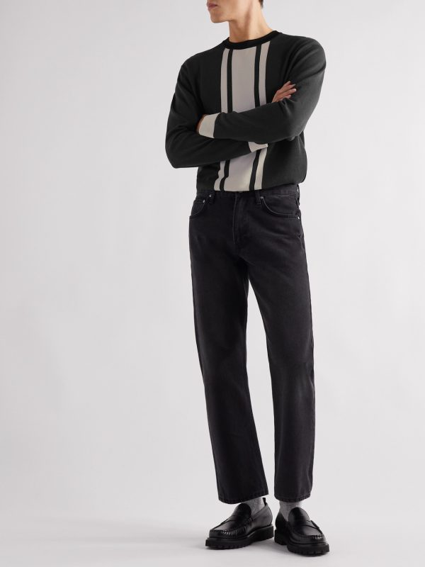 Striped Cotton and Lyocell-Blend Sweater - OU Striped Cotton and Lyocell-Blend Sweater - OU