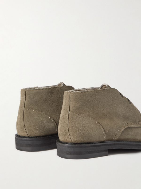 Andrew Split-Toe Shearling-Lined Suede Chukka Boots - BK