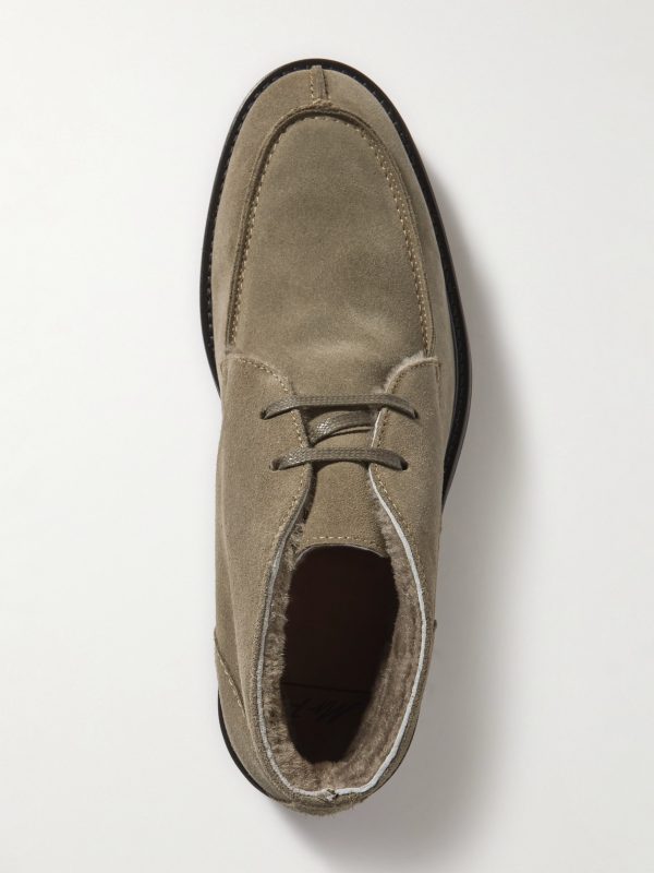 Andrew Split-Toe Shearling-Lined Suede Chukka Boots - E3