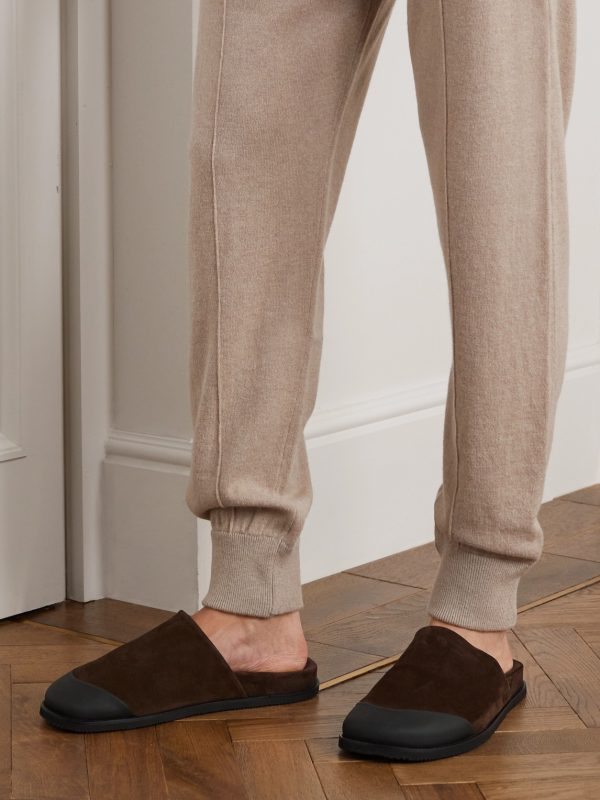 Rubber-Trimmed Suede Slides - E1 Rubber-Trimmed Suede Slides - E1