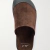 Rubber-Trimmed Suede Slides - E3 Rubber-Trimmed Suede Slides - E3