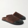 Rubber-Trimmed Suede Slides - FR Rubber-Trimmed Suede Slides - FR