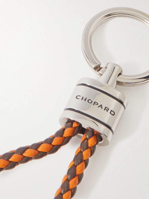 Braided Leather and Silver-Tone Keyring - CU Braided Leather and Silver-Tone Keyring - CU