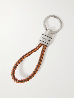 Braided Leather and Silver-Tone Keyring Braided Leather and Silver-Tone Keyring