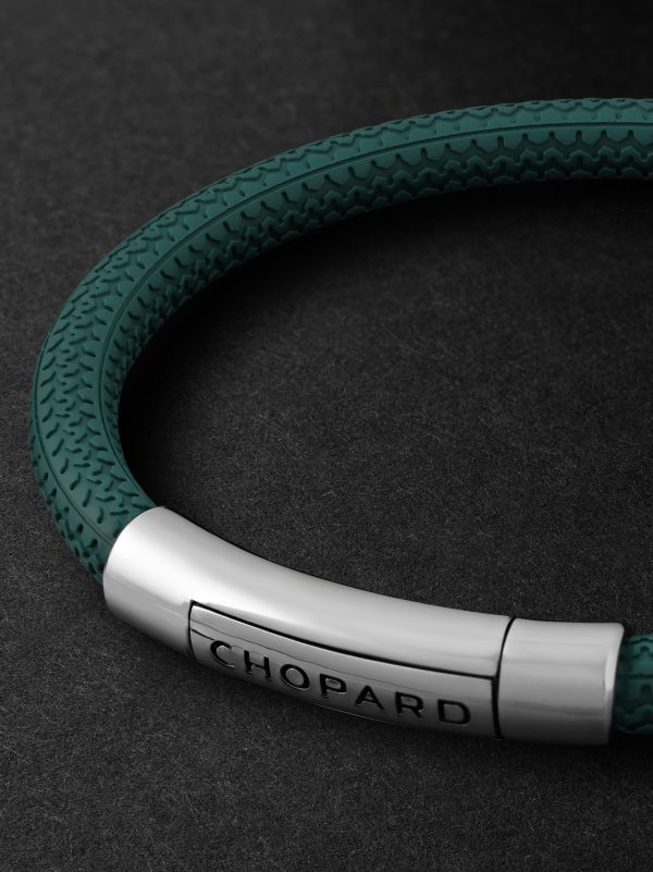 Classic Racing Rubber and Silver-Tone Bracelet - CU Classic Racing Rubber and Silver-Tone Bracelet - CU