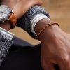 Classic Racing Woven Leather and Silver-Tone Bracelet - FR