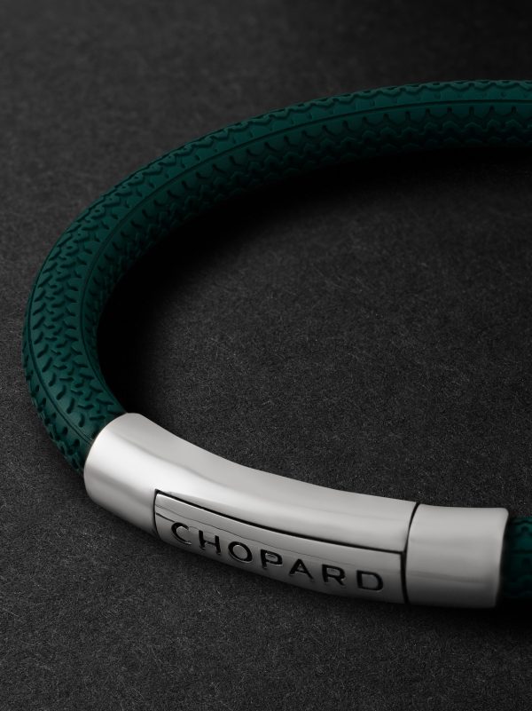 Classic Racing Rubber and Silver-Tone Bracelet - CU Classic Racing Rubber and Silver-Tone Bracelet - CU