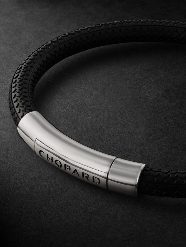 Classic Racing Rubber and Silver-Tone Bracelet - CU