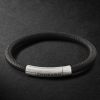Classic Racing Rubber and Silver-Tone Bracelet