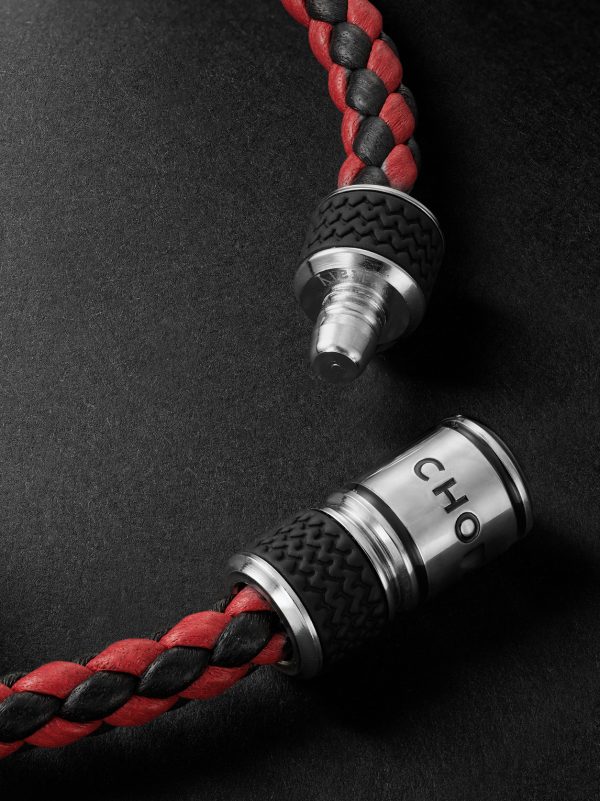 Classic Racing Woven Leather and Silver-Tone Bracelet - BK Classic Racing Woven Leather and Silver-Tone Bracelet - BK