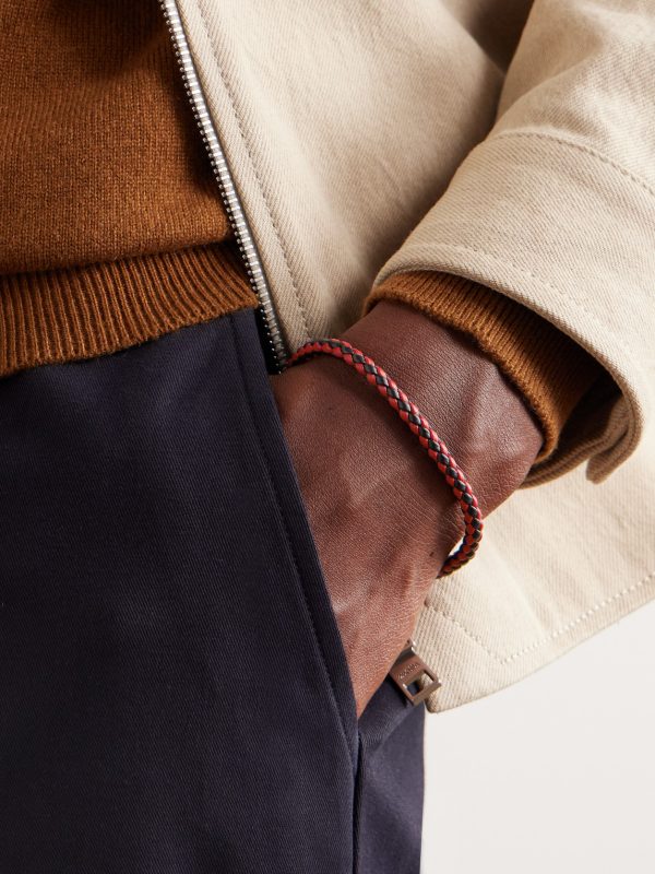 Classic Racing Woven Leather and Silver-Tone Bracelet - FR Classic Racing Woven Leather and Silver-Tone Bracelet - FR