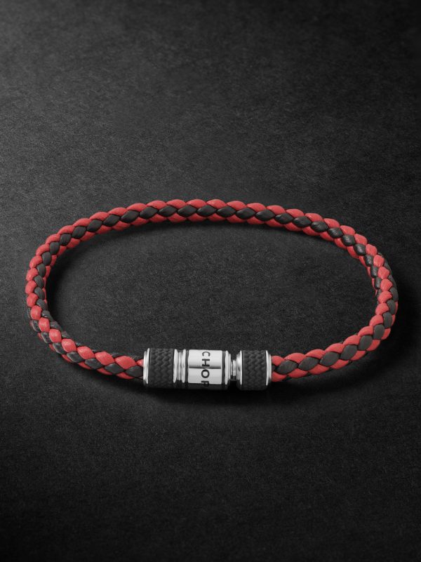 Classic Racing Woven Leather and Silver-Tone Bracelet Classic Racing Woven Leather and Silver-Tone Bracelet