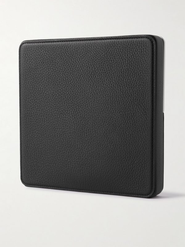 Logo-Print Full-Grain Leather and Silver-Tone Travel Wallet - BK
