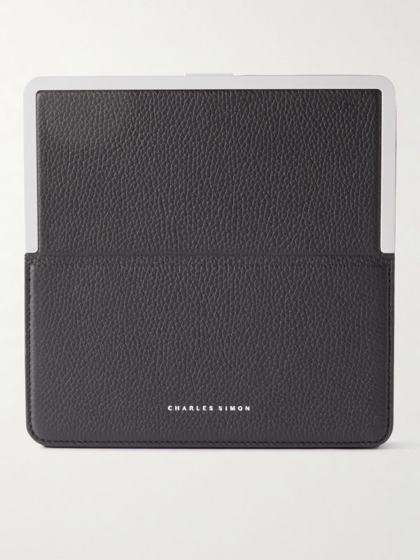 Logo-Print Full-Grain Leather and Silver-Tone Travel Wallet